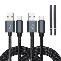 PS4 Controller Charging Cable, 2 Pack 10Ft Braided Charging Cable Compatible with Xbox One Controller, Joyhill Micro USB Data Sync Cord for Cellphone (Balck)