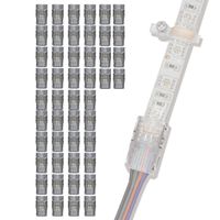 GRIVER 4 Pin LED Connector for Waterproof 5050 LED Strip Light- Strip to Wire Quick Connection (48Pcs 4-Pin Strip to Wire Connectors)