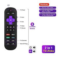 2-in-1 Universal Remote Control for Roku Player with 9 More Learning Keys to Control TV, Soundbar, Receiver All in One Fit for Roku 1 2 3 4 Premier+ Express Ultra (NOT for ROKU Stick & Built-in ROKU