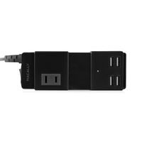 Macally UNISTRIPMP 2-Outlet Portable Power Strip with 4-Port USB 2.0 Hub and Charger for Travelers