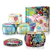 Scented Candles Gift Sets for Women,Natural Soy Wax Portable Travel Tin Candles,Birthday Gifts Christmas Bath Yoga Aromatherapy,Lavender,Jasmine,Vanilla,Gardenia,4x4.4Oz (Flower 4 Pack)