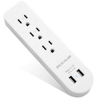 Multi Plug Outlet Extender JACKYLED Wall Plug Adapter 2.4A USB Travel Charging Station 3 AC Outlets Wall Charger Cruise Ship Power Strip Ideal for Travel, Home, Office