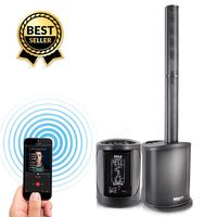 Digital Audio Speaker Tower Amplifier - 400 Watt Floor Standing Wireless Stereo Stage Tower Speaker System with 8" Subwoofer, 2.5" Tweeters, Bluetooth - For Home Theater / Outdoor - Pyle Pro PADHUSB8