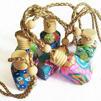 Alonea Fragrance Art Printed Hanging Car Air Freshener Perfume Diffuser Bottle (Random Color)