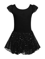 Arshiner Girls Ruffle Sleeve Ballet Dance Dress Tutu Skirted Leotard, 8-9 Years, Black