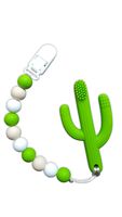 Baby Toothbrush - Infant Training Toothbrush - 100% Food Grade Silicone - Green Cactus - by Pickle & Olive (Green + Clip)