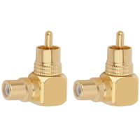 Right Angle Male RCA Plug to Female RCA Jack Connector (2-Pack)