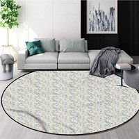 RUGSMAT Colorful Modern Washable Round Bath Mat,Diagonal Beaded Line Funky Carpet Door Pad for Bedroom/Living Room/Balcony/Kitchen Mat Round-63