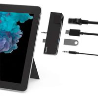 Surface Go Docking Station, Baseus Microsoft Surface Go Type C Hub Adapter Dongle with RJ45 Gigabit Ethernet Port, USB 3.0 Port, USB-C Data Sync Port, 3.5mm Audio/Headphone Jack