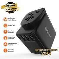 Asgens Smart International Travel Power Adapter 2019 UPDATED VERSION with USB Type-C PD and QC 3.0, Overcurrent Protector Fast Charger for any Smart Device that has Quick Charge Enabled