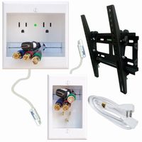 PowerBridge Solutions TWO-CK-TVMS DIY-Series Dual Outlet Cable Management System with Flat Screen LED TV Mount for Small 17-Inch to 37-Inch Television Screens