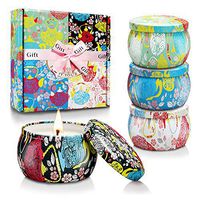 Scented Candles Relaxation Aromatherapy Candle Gift Set with Floral Tin Case for Women on Christmas, Birthday, Festivals, Wedding, Party in Bathrooms, Kitchen and Dining area Bedroom, Office