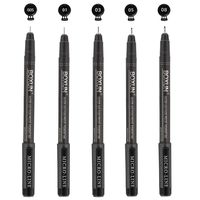 Micro-Line Pen Fine Point Black Fineliner Pens - Set of 5, Waterproof Archival Ink Drawing Pen for Sketching, Illustration, Manga, Outline, Technical Drawing