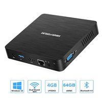 Fanless Mini PC, Intel x5-Z8350 HD Graphics Desktop Mini Computer Windows 10 Pro(64bit), DDR3L 4GB 64GB eMMC Built-in 2.4G/5G WiFi/BT 4.1/1000M LAN/HDMI/VGA Dual Output