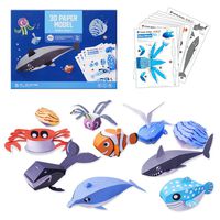 TRAVER DREAM 3D Paper Art Craft,DIY Art Paper Kit 10-Pack,Foldable Paper Crafts,Toddler Crafts Art Toys,Paper Plate Craft Art kit,Perfect for Parent-Child Game,Groups,Classroom, Sea Animal Set