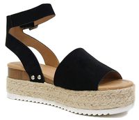 Soda Womens Topic Espadrille Sandal Shoes Black Nubuck 8.5