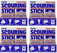 U.S. Pumice 1001 Pumie Scouring Stick, Heavy Duty, HDW, Remove Stains, Hard Water Rings, Rust and Paint, Carbon Buildups, (4 Pack)