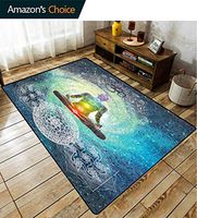 Bigdatastore Solid Carpet, Design Zen Meditation Hippie Style with Sign Chakra Art Print, Durable Carpet Area Rug - Living Dinning Room Bedroom Rugs and Carpets(2'x 6')