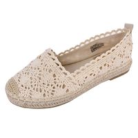 JENN ARDOR Women's Espadrille Sneakers Casual Flats Classic Slip-On Hollow Shoes Beige