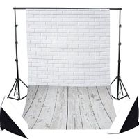 Focussexy 3X5ft Cloth Photography Background White Brick Wall Wood Floor theme Backdrops Photo Studio Backdrop Props 0.9 x1.5m