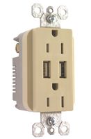 ON-Q Combination Power Outlets Decorator Duplex USB Charger Receptacle Ivory (TM826USBICC6)