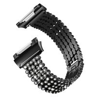 UKCOCO Sparkling Rhinestone Smartwatch Strap Replacement Bracelet Adjustable Wristband Bling Watchband Fit for Fitbit Ionic (Black)