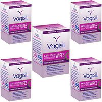 Vagisil Anti-Itch Medicated Wipes, Maximum Strength, 12 Wipes - Pack of 5