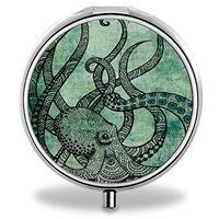 IMLONE Pill Organizer, Customized Octopus Art Pill Boxes With 3 Components for Purse