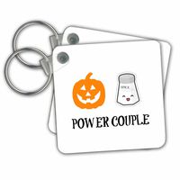 3dRose Pumpkin Spice Power Couple - Key Chains, 2.25" x 2.25", Set of 2 (kc_253052_1)