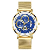 Fashion Watches for Men Casual Business Stainless Steel With Luminous Dial Mesh Bands Quartz Watch (C)