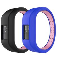 MoKo Watch Band Compatible with Garmin Vivofit 3 Only, [2-Pack] Soft Silicone Unadjustable Replacement Strap Bracelet Fit Garmin Vivofit 3, Large Size - Black & Pink + Blue & Pink