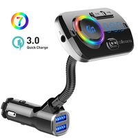 ALLCACA Car FM Transmitter Wireless Audio Adapter Receiver Hands Free Car Kit with QC3.0 Charging and 7-Color Backlit, 4 Play Modes