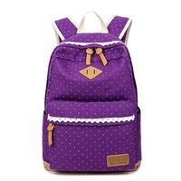 Casual Polka Dot School Backpack for Girls Women Bookbag Travel Laptop Backpack Rucksack Daypack (Purple)