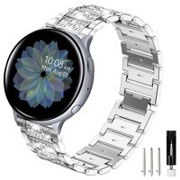 Sankel Compatible for Samsung Galaxy Watch Active/Active 2 40mm&44mm Bands,Jewelry Metal Rhinestone Replacement Bracelet Strap Wristband for Galaxy Watch Active/Galaxy Watch 42mm/Gear Sport (Silver)