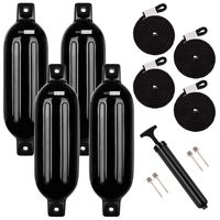 VIVOHOME Vinyl Ribbed Marine Boat Fenders for Bumper Shield Protection 8.5 Inch x 27 Inch Black Pack of 4