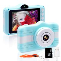 Kids Camera, EgoEra 3.5 inch Mini Kids Digital Camera Rechargeable HD Camcorder for Kids with 8MP 720P Screen & 16G Memory Card for 3-12 Year Old Kids Christmas Birthday Festival Toy Gift（Blue）