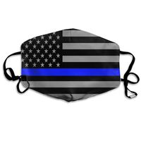 NUNOFOG American Thin Blue Line Flag Unisex Safety Masks Washable and Reusable Cleaning Gardening Dust Respirator Mouth Masks for Men Women One Size