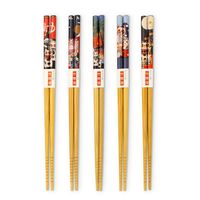 Chopsticks 5 Pairs Japanese Style Bamboo Chop Sticks Natural Reusable Classic Style Chopstick Gift Set with Box(Plutus Cat)