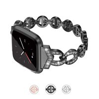 TOYOUTHS Bling Strap Compatible with Fitbit Versa/Versa 2/Versa Lite & Special Edition Bands for Women Stainless Steel Metal Replacement Bracelet with Diamonds Wristband Accessories Black