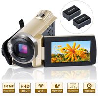 Video Camera Camcorder WiFi FHD 1080P 30FPS 24MP Infrared Night Vision YouTube Vlogging Camera Recorder 3.0 Inch 270 Degree Rotation Touch Screen 16X Digital Zoom Camcorder with 2 Batteries