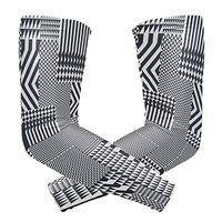 LEVEIS Geometric Mosaic Arm Sleeves UV Protection for Men Women Sunblock Protective Gloves Running Golf Cycling Driving Long Arm Cover 1 Pair
