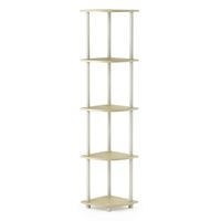 Furinno Turn-N-Tube 5 Tier Corner Display Rack Multipurpose Shelving Unit, Cream Faux Marble/White