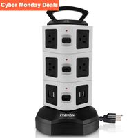 Power Strip Tower - EVAIKON Extension Cord with 10 Outlet 4 USB Ports 3000W/13A Surge Protector Electric Charging Station +6.5FT Wire Extension Universal Socket for Home/Office