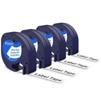 Replace DYMO LetraTag Refills Plastic Label Tape 12mmx4m 91331 (S0721660) Black on White for LetraTag Plus LT100H, LetraTag Plus LT100T, LetraTag QX50