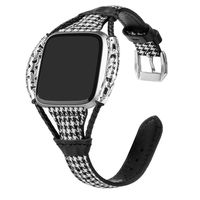 Wearlizer Soft Leather Slim Wristband Band Compatible with Fitbit Versa/Versa Lite/Versa SE/Versa 2, Handmade Bracelet, Ventilated Hole Thin Women Men Replacement Accessories Strap Swallow Gird