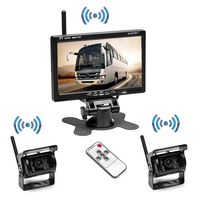Car Backup Camera-Wireless Rear View Backup Camera For Cars HD Dual Backup Cameras And 7" Monitor System Kit For Bus/Truck/Trailer/RV/Campers Color Night Vision Waterpoof Guide Lines Easy Installation