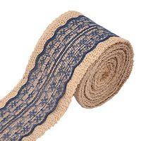 uxcell Lace Edge Wedding Party Decoration Craft Burlap Ribbon Roll 3.3 Yards Navy Blue