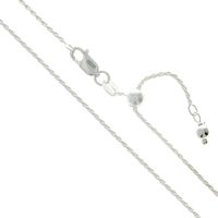Sterling Silver Adjustable Diamond-Cut Rope Chain 1.1mm Solid 925 Italy New Necklace 22"