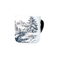 Winter Cool Mug,Snow Winter Landscape Pine Forest and a River Flowing in the Mountains Blizzard Image for Coffee Shop,10.3 OZ