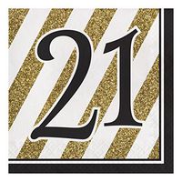 Creative Converting 317538, Black and Gold 16-Count Paper Lunch Napkins, 21, One size